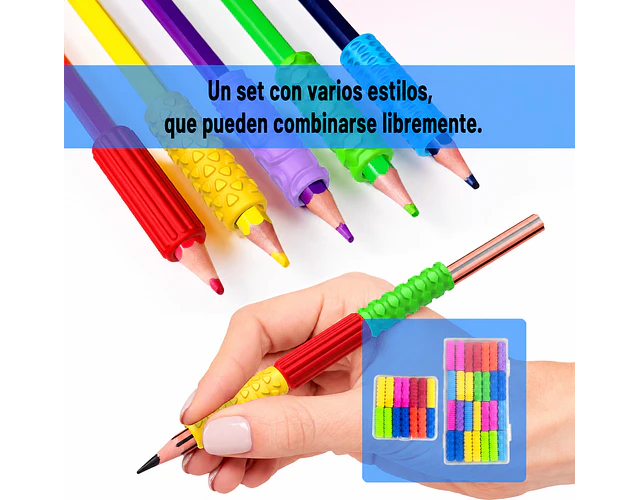 Set 14 Sujetadores De Lápiz Ergonómicos Silicona 