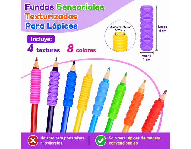 Set 14 Sujetadores De Lápiz Ergonómicos Silicona 