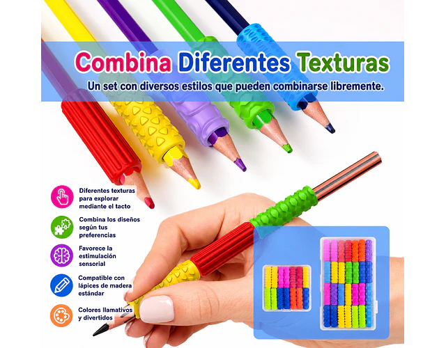 Set 14 Sujetadores De Lápiz Ergonómicos Silicona 