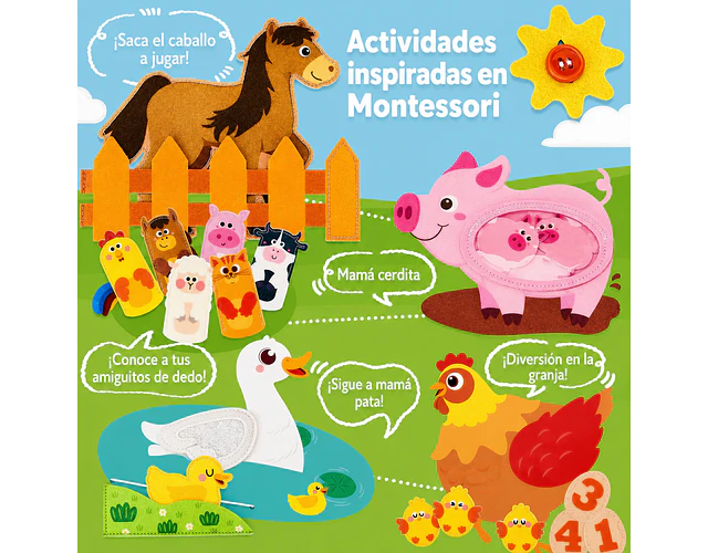 Libro Sensorial de Fieltro Granja