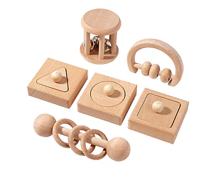 Set de Madera Montessori Sensorial Para Bebé 6 Piezas