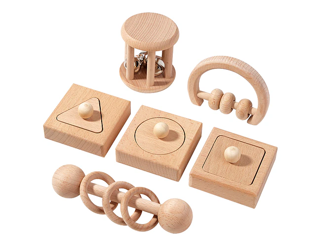 Set de Madera Montessori Sensorial Para Bebé 6 Piezas