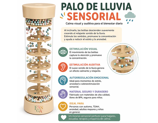 Palo De Lluvia Sensorial Calmante Visual Nude