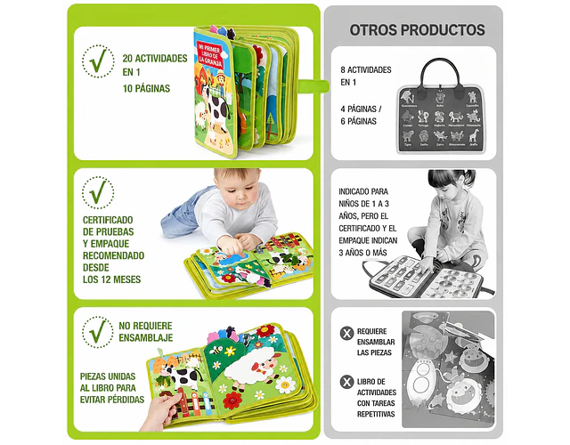 Libro Sensorial Montessori Granja Estimulación Cognitiva
