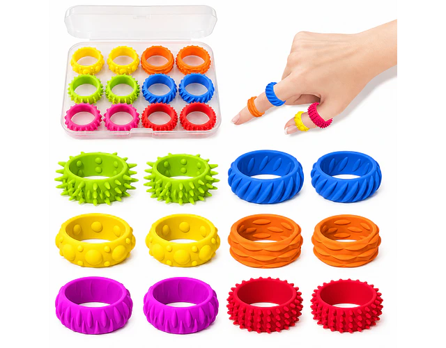 Pack 12 Anillos Sensoriales Fidget Toy Antiestrés Niños