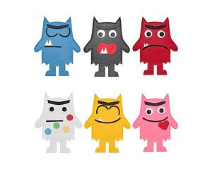 Set 6 Títeres De Mano Monstruos De Las Emociones De Fieltro
