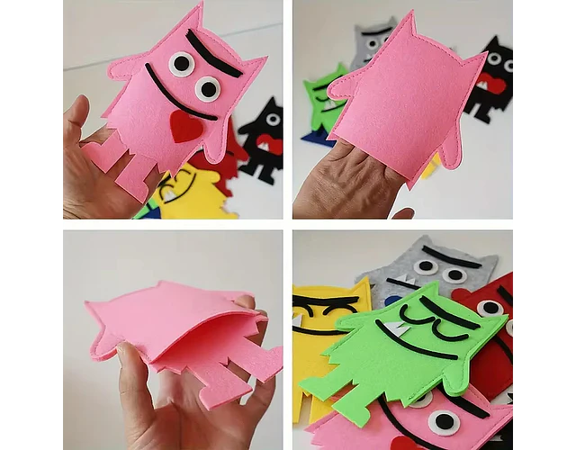 Set 6 Títeres De Mano Monstruos De Las Emociones De Fieltro