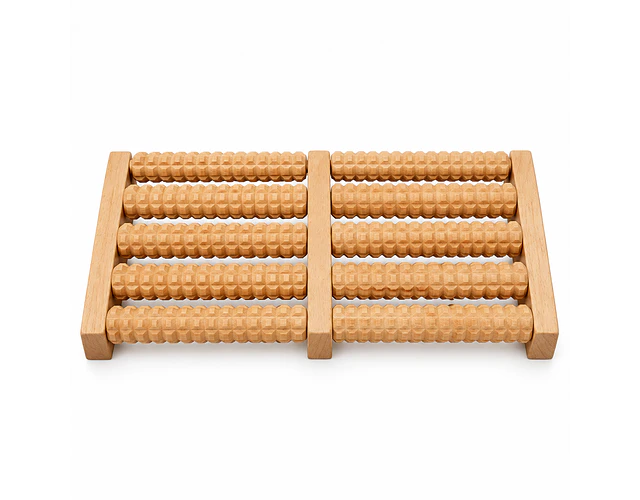 Masajeador de pies de madera, 6 hileras de rodillos