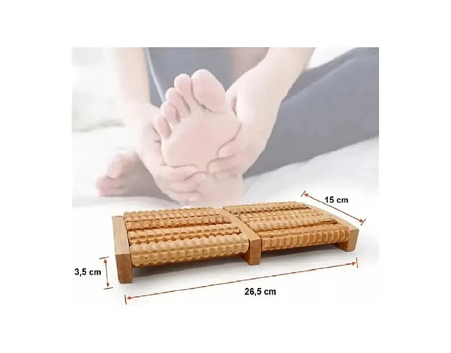 Masajeador de pies de madera, 6 hileras de rodillos
