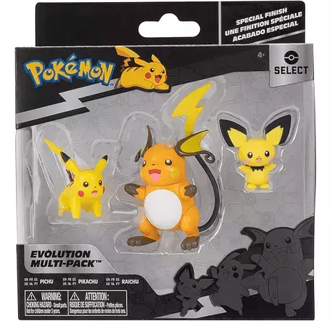 Pichu, Pikachu y Raichu - Pokémon pack figuras evolución 