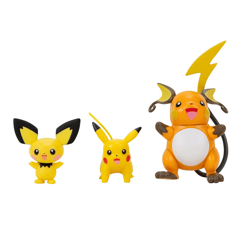 Pichu, Pikachu y Raichu - Pokémon pack figuras evolución 