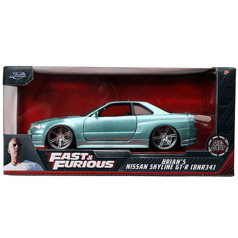 Jada 1:24 2002 Nissan Skyline GT-R (R34) - 10288C Green  - Rápidos Y Furiosos