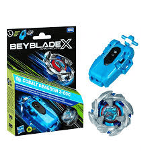 Beyblade X Cobalt Dragoon 2-60C Deluxe Left-Spin String Launcher Set