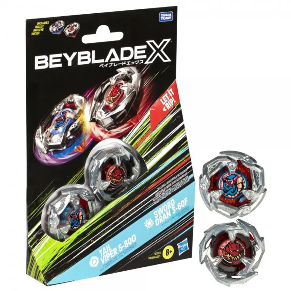 Beyblade X Dual Pack Set - Tail Viper 5-800 & Sword Dran 3-60F  1