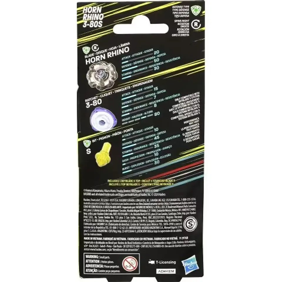 Beyblade X Horn Rhino 3-80S (sin lanzador) 3