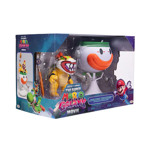 Super Mario Galaxy, Set Bowser Jr con Clowncar Figura 13 Cms