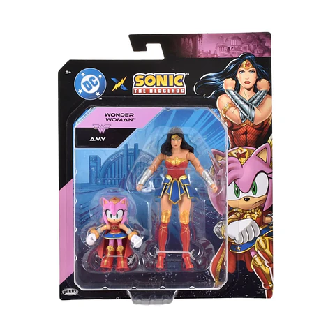 Set 2 Figuras - Amy & Wonder Woman - Sonic Dc Comics