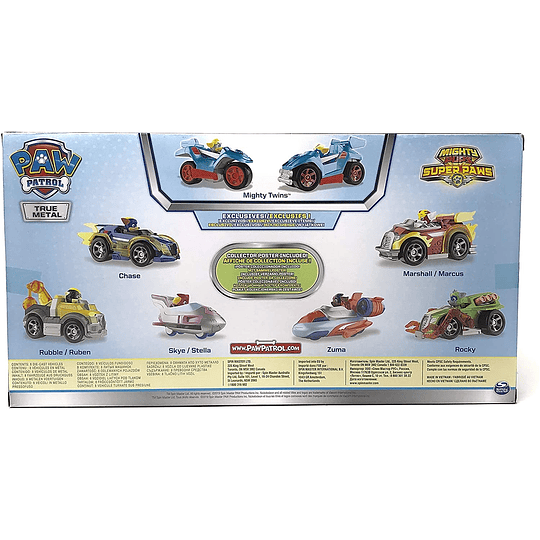 Paw Patrol Mighty Pups Super Paw Set 8 Vehículos Metálicos 