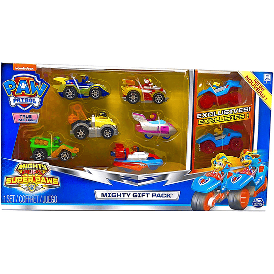 Paw Patrol Mighty Pups Super Paw Set 8 Vehículos Metálicos 