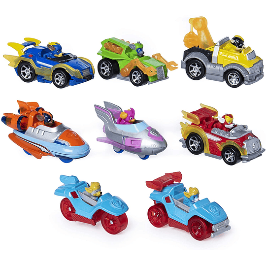 Paw Patrol Mighty Pups Super Paw Set 8 Vehículos Metálicos 
