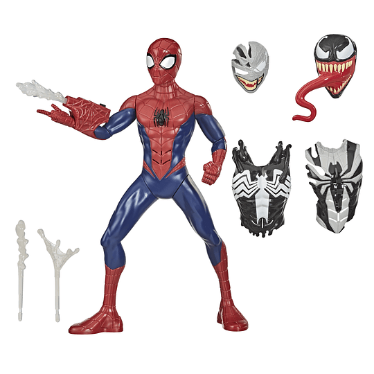 Spider-Man Maximum Venom, Spider-Man Venom Gear, incluye trajes de Venom y Symbiote, sonidos y frases