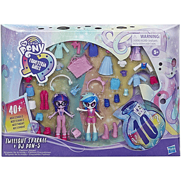 Twilight Sparkle and DJ Pon-3 Muñecas Equestria Girls Fashion con más de 40 accesorios My Little Pony