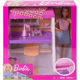  Barbie Muñeca con muebles de dormitorio y accesorios