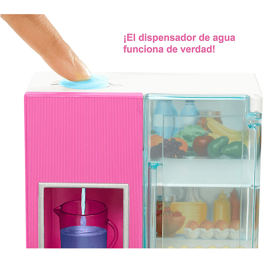 Barbie Refrigerador, accesorios para cocina con muñeca rubia