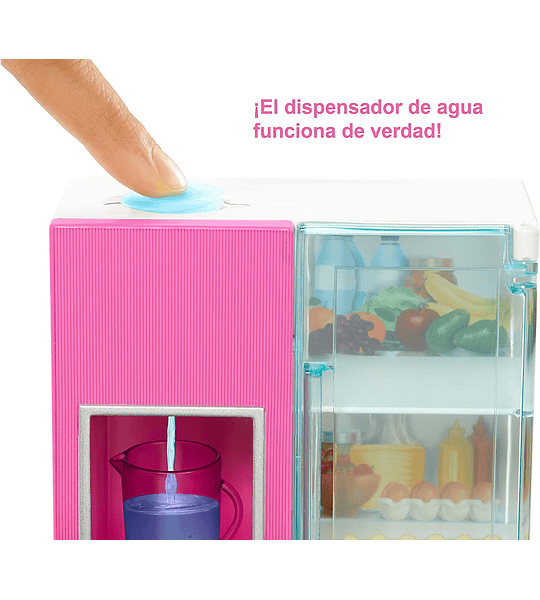 Barbie Refrigerador, accesorios para cocina con muñeca rubia