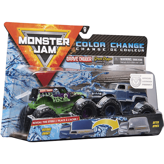 Grave Diggers Monster Jam 2020 Color Change 1:64 Escala 2-Pack