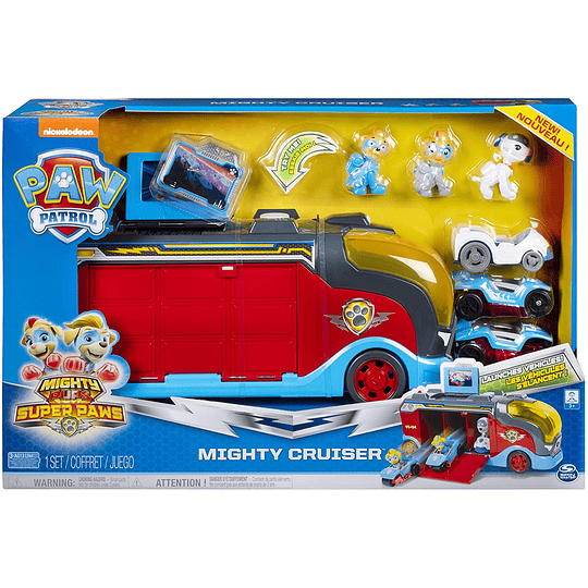 Pups Super Paws, Mighty Cruiser con 3 vehículos y sonidos Paw Patrol