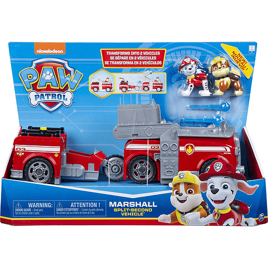 Marshall y Rubble Vehículo de Split-SSecond 2 vehículo en 1, Paw Patrol