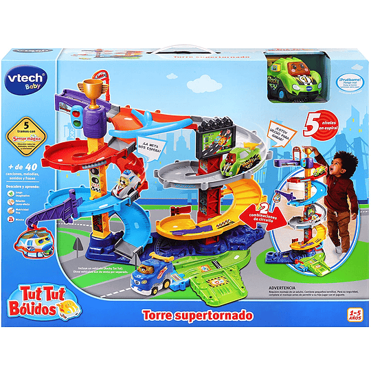 Torre Supertornado TutTut Bólidos con vehículo de Rocky VTech 
