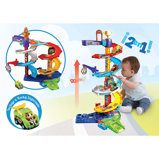 Torre Supertornado TutTut Bólidos con vehículo de Rocky VTech 