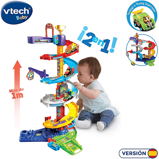 Torre Supertornado TutTut Bólidos con vehículo de Rocky VTech 