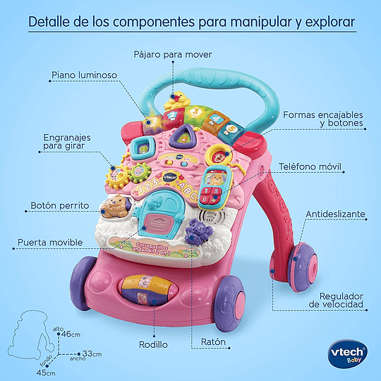 Correpasillos Andandín 2 en 1 Color Rosado VTech 