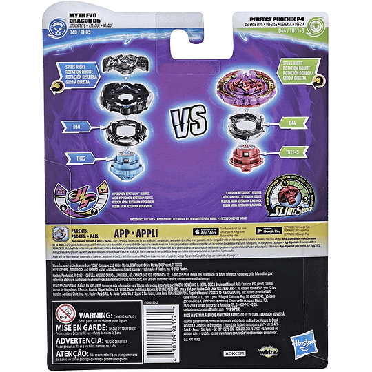 Perfect Phoenix P4 Slingshock Myth Evo Dragon D5 Hypersphere BEYBLADE Burst Surge Dual