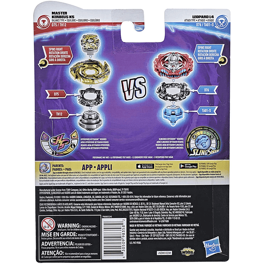 Leopard L4 Slingshock y Master Kerbeus K5 Hypersphere BEYBLADE Burst Surge Dual