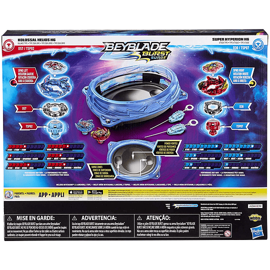  Helios Kolossal H6 y Super Hyperion H6 Beyblade Burst Spinning