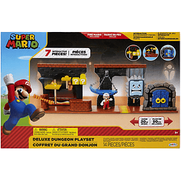 Set de Mazmorra Deluxe Fire Mario con 7 Figuras Interactiva Nintendo Super Mario