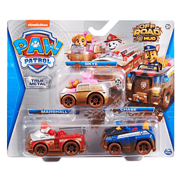 Off Road Mud set de 3 Figuras escala 1:55 True Metal Paw Patrol