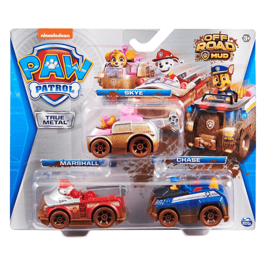 Off Road Mud set de 3 Figuras escala 1:55 True Metal Paw Patrol