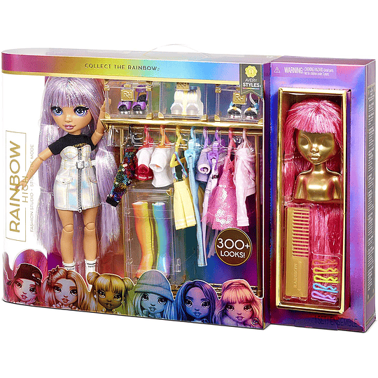 Avery Styles Muñeca exclusiva y Fashion Studio Rainbow High Crea mas de 300 Looks