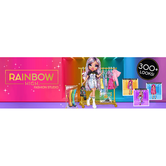 Avery Styles Muñeca exclusiva y Fashion Studio Rainbow High Crea mas de 300 Looks