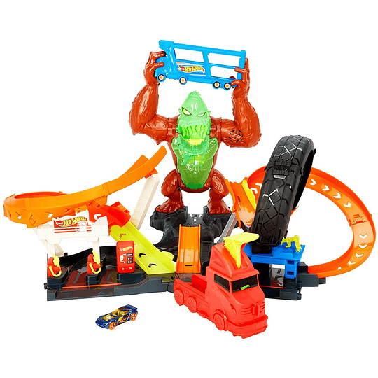 Toxic Gorilla Slam  Hot Wheels Estación de servicio con luces y sonidos