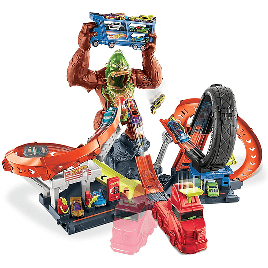 Toxic Gorilla Slam  Hot Wheels Estación de servicio con luces y sonidos