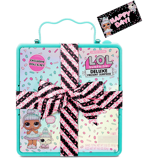  Deluxe Presente sorpresa con muñeca de edición limitada y mascota, color verde azulado 