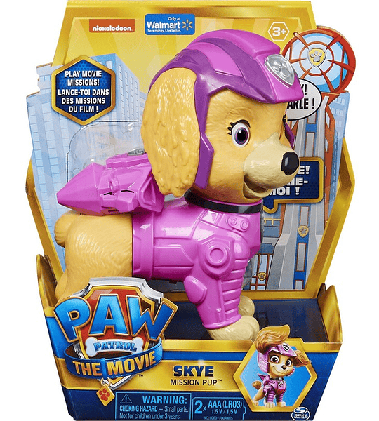 Skye exclusivo con sonido Paw Patrol The Movie Mission Pup