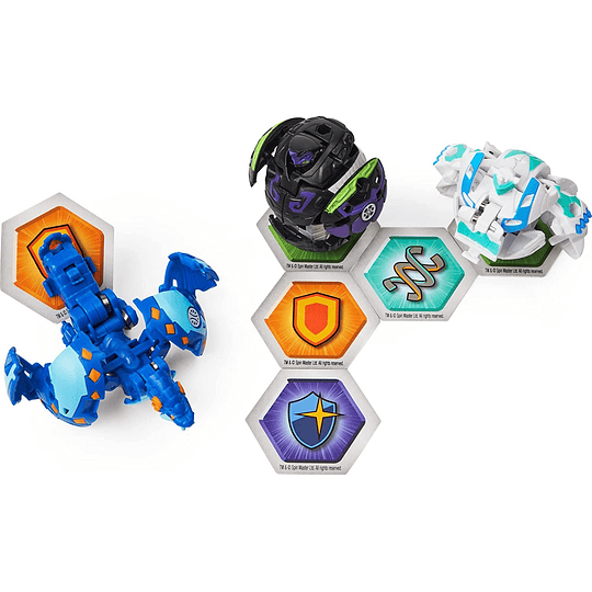  Bakugan Geogan Rising Aquos Serpillious Ultra, Darkus Auratoa, Haos Ninjiton Pack