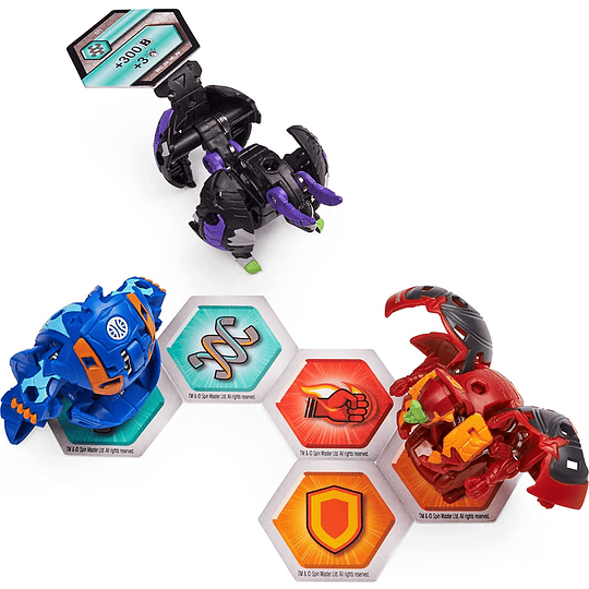 Bakugan Geogan Rising Darkus Toronoid Ultra, Pyrus Behemos, Aquos Ninjiton Pack